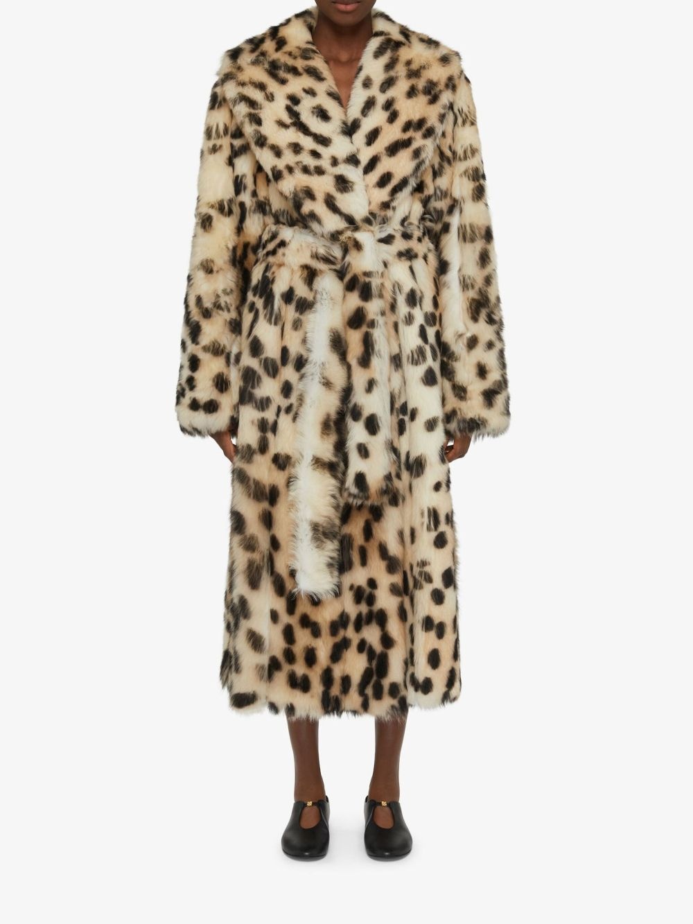 Oversized coat in fur with leopard print - 2