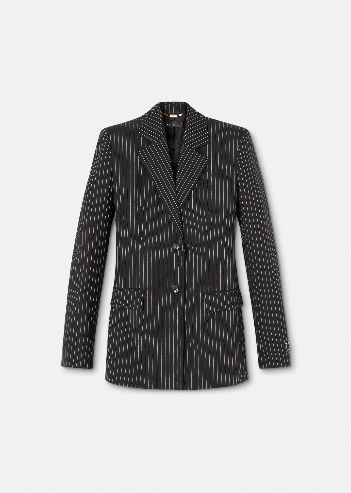 Pinstriped Single-Breasted Blazer - 1