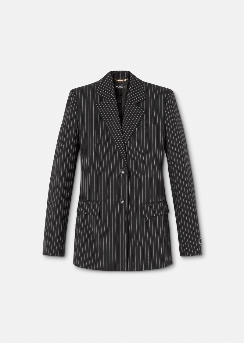 Pinstriped Single-Breasted Blazer 1