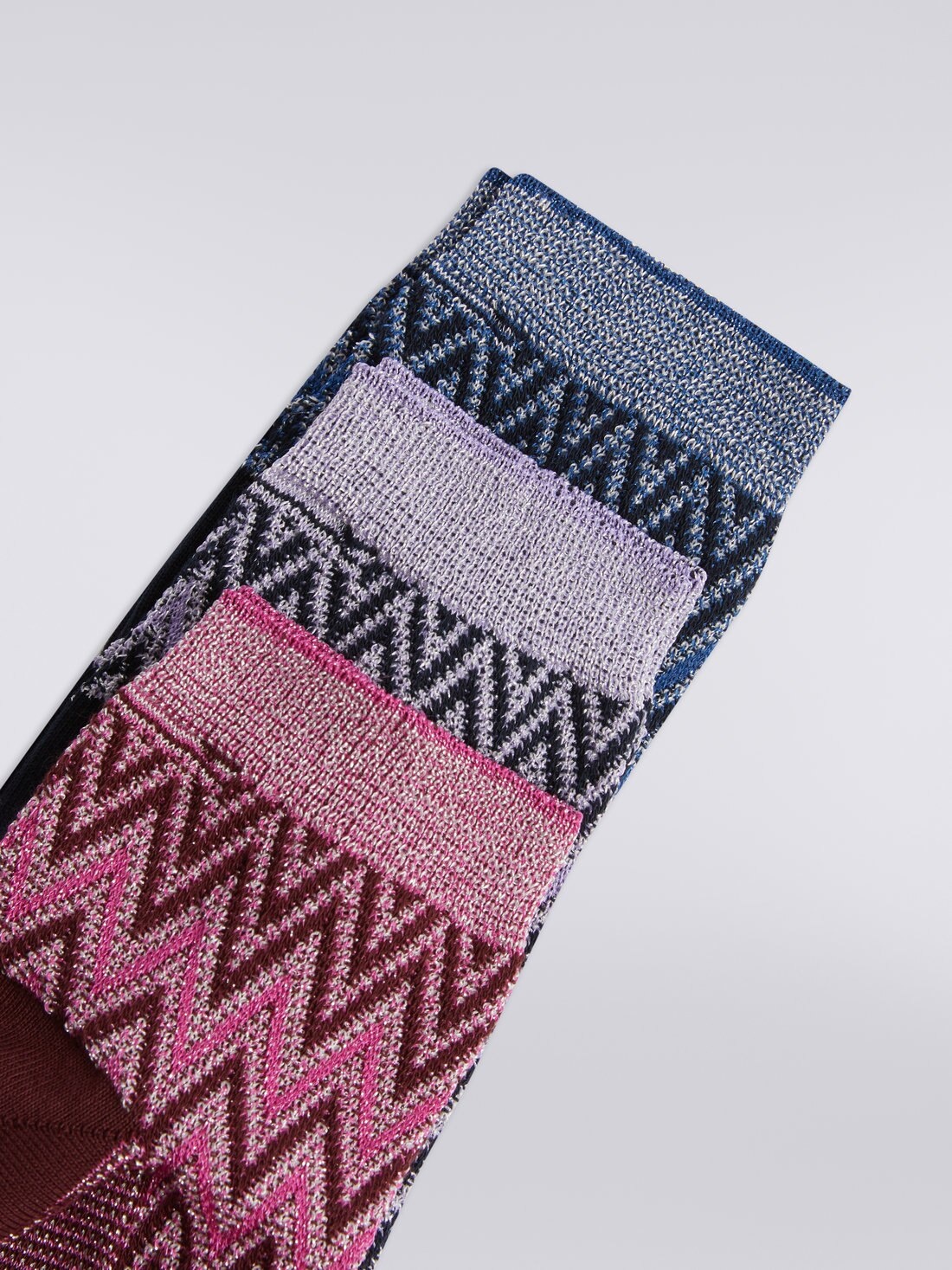 Set of three viscose and cotton chevron socks - 3