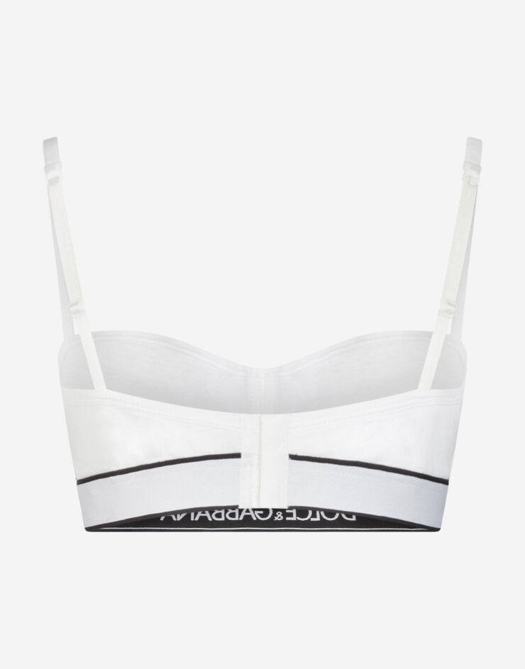 Fine-rib jersey balconette bra with branded elastic - 2