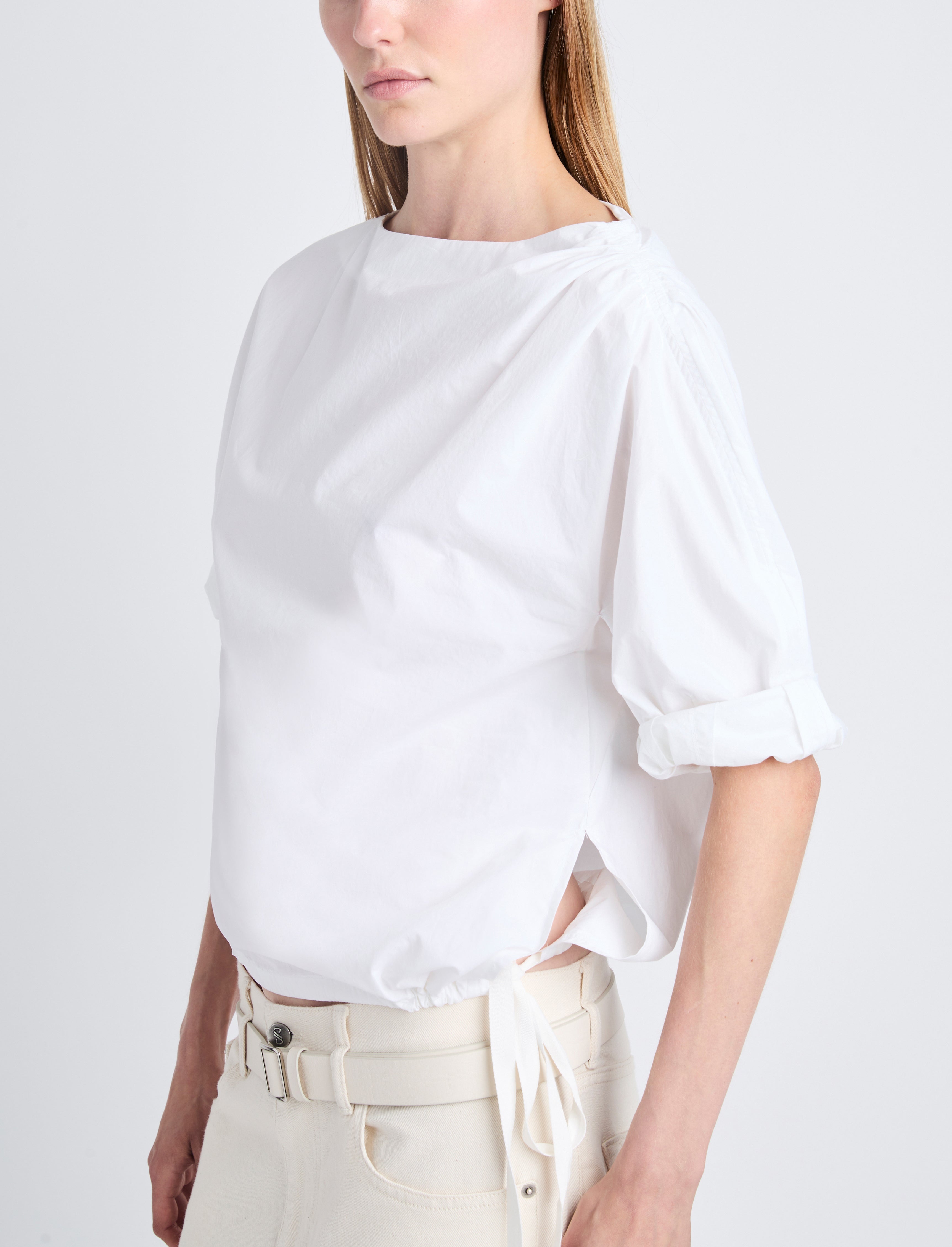 Addison Puff Sleeve Top in Washed Cotton Poplin - 6