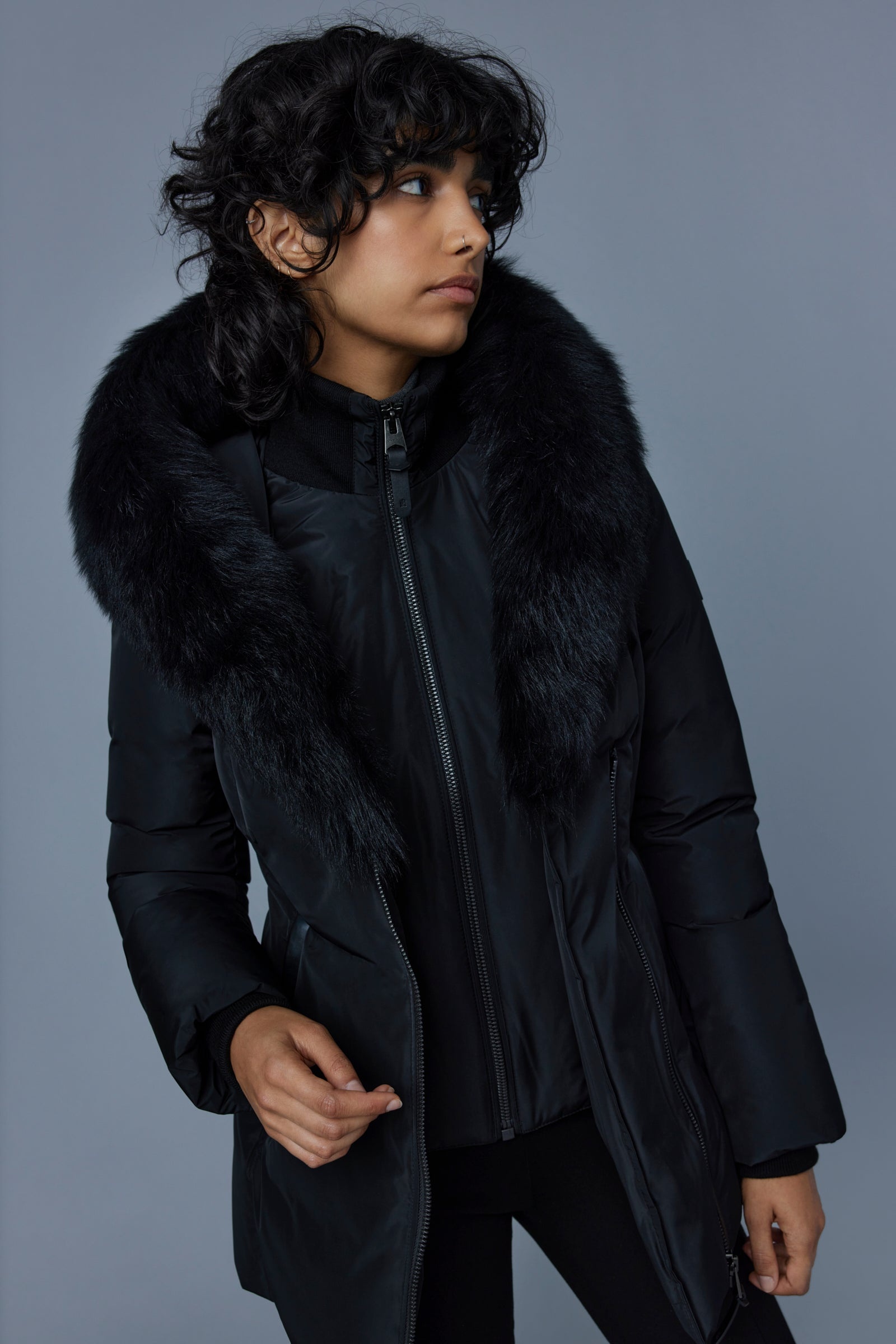 Adali Jacket Mackage Adali Black Fur Fur Collar Adali Mackage