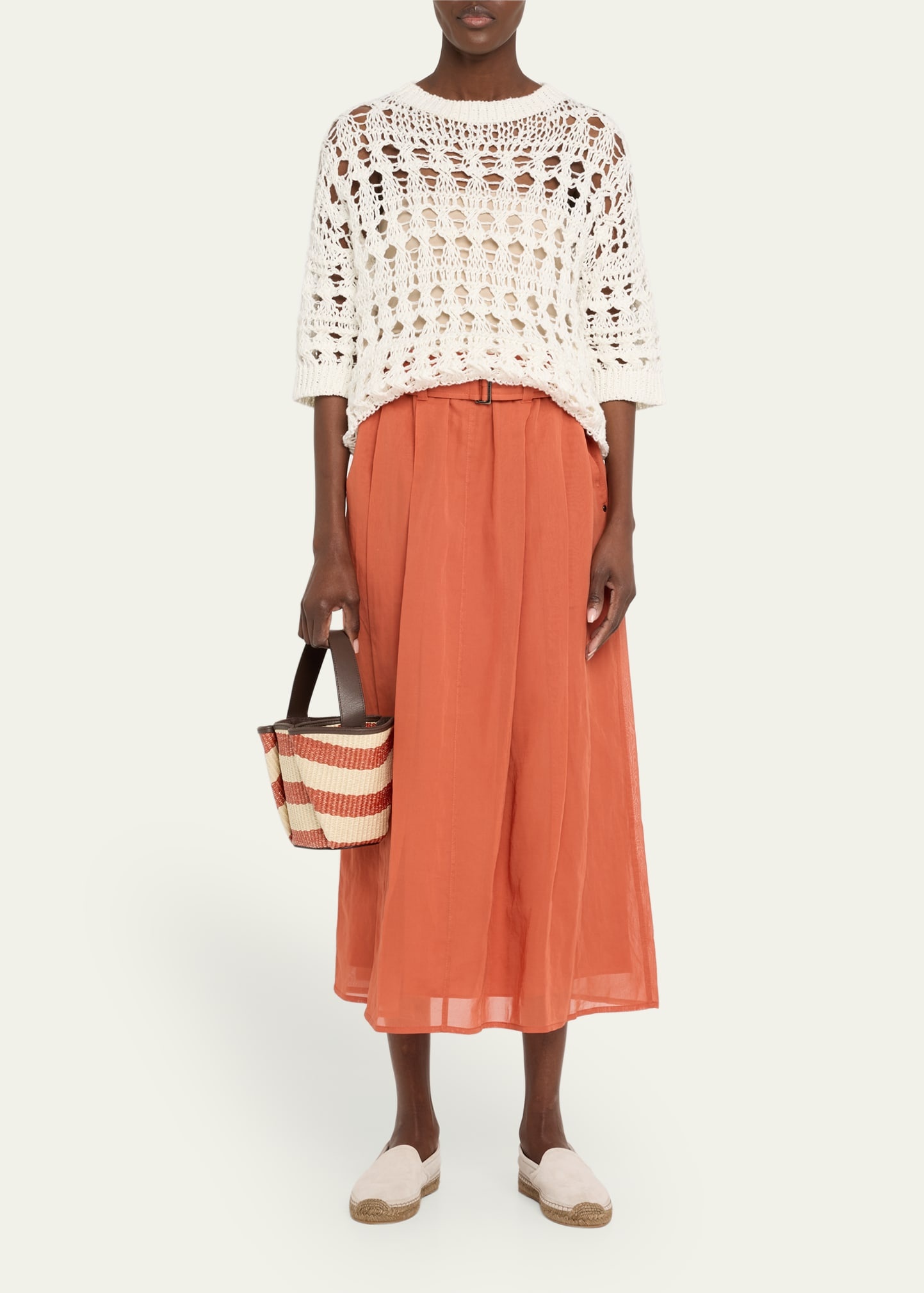 Openwork Knit Cotton Jute Top - 2