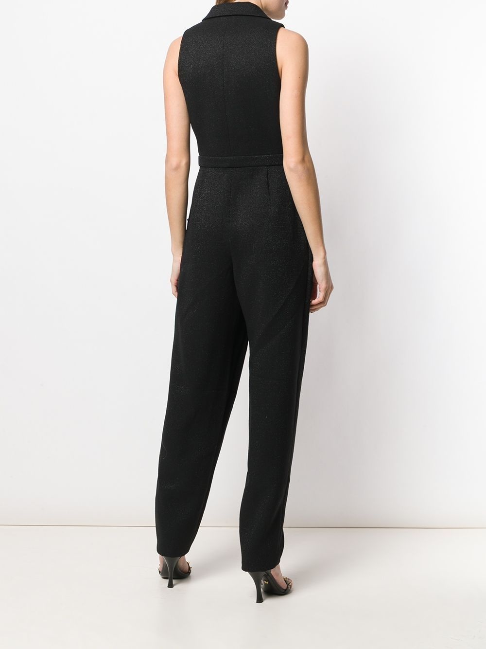 shawl lapel sleeveless jumpsuit - 4