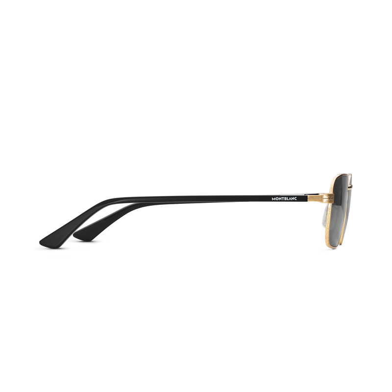 Montblanc Rectangular Sunglasses with Gold-Colored Metal Frame outlook