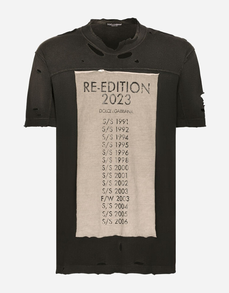 Cotton round-neck T-shirt with Re-Edition patch 1