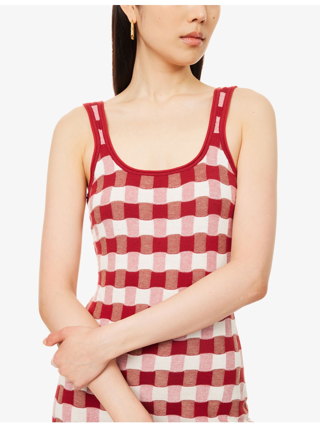Picnic Hockney Shoulder-Straps Cotton-Knit Midi Dress - 5