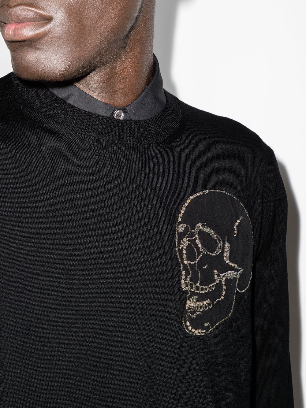 skull-patch wool jumper - 4