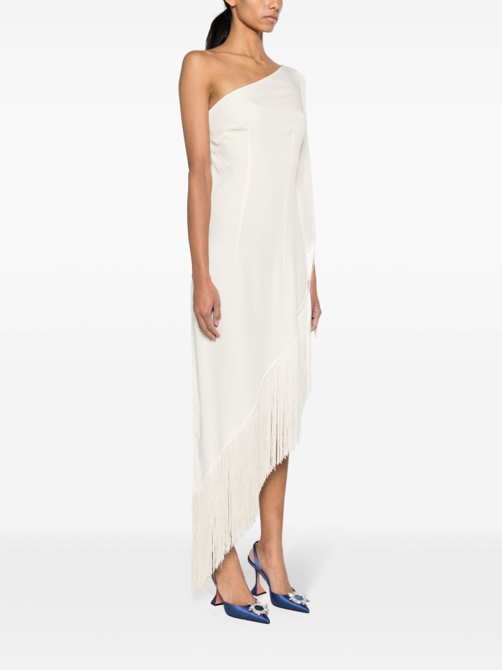 asymmetric fringed midi dress - 3