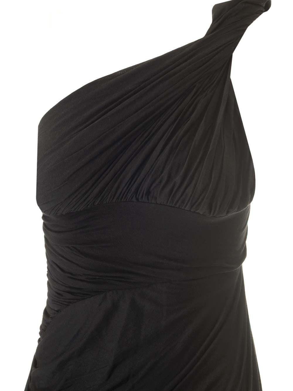 Draped Jersey Midi Dress Dresses Black - 7