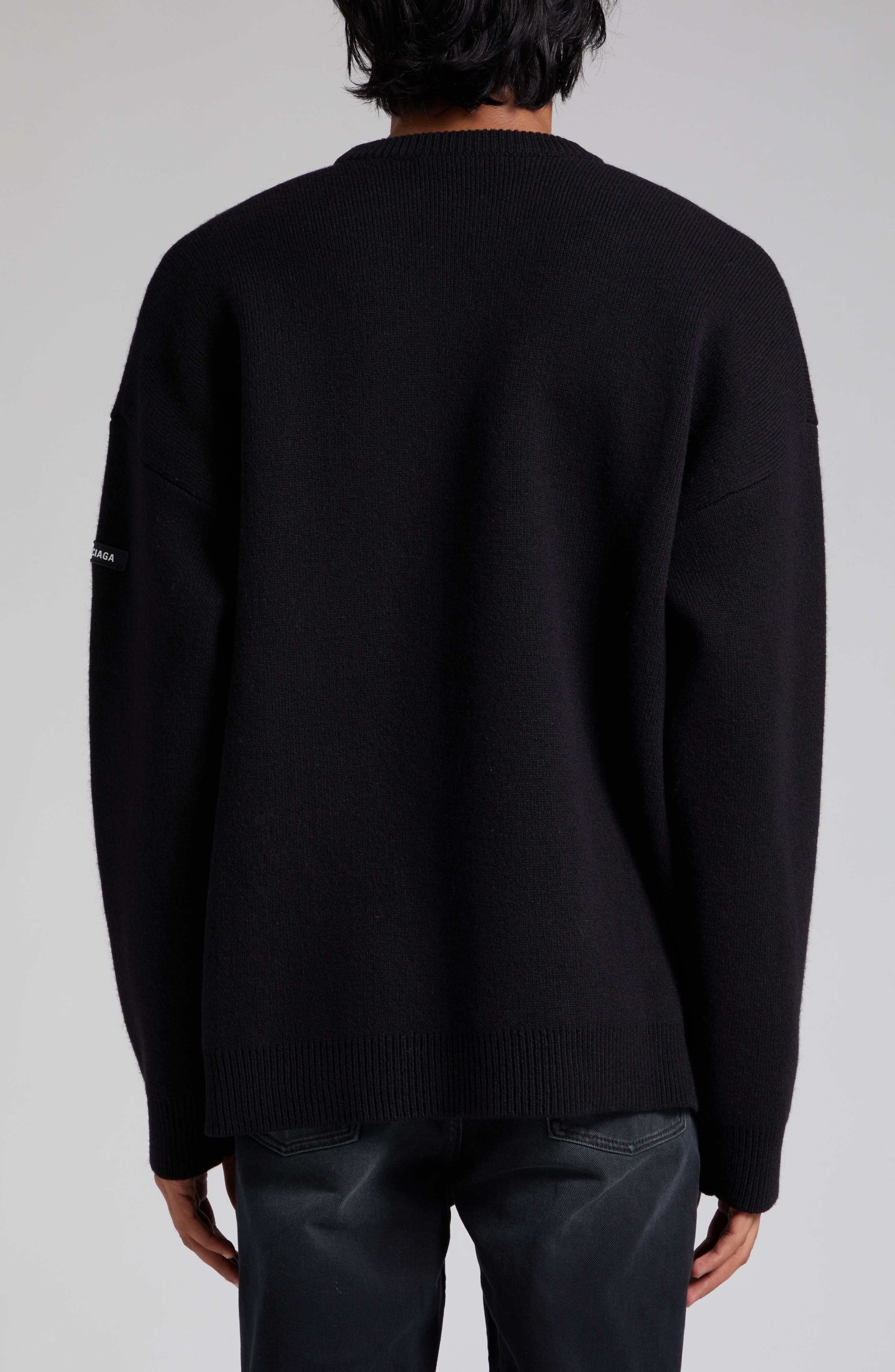 Oversize Double Face Wool Blend Crewneck Sweater - 3