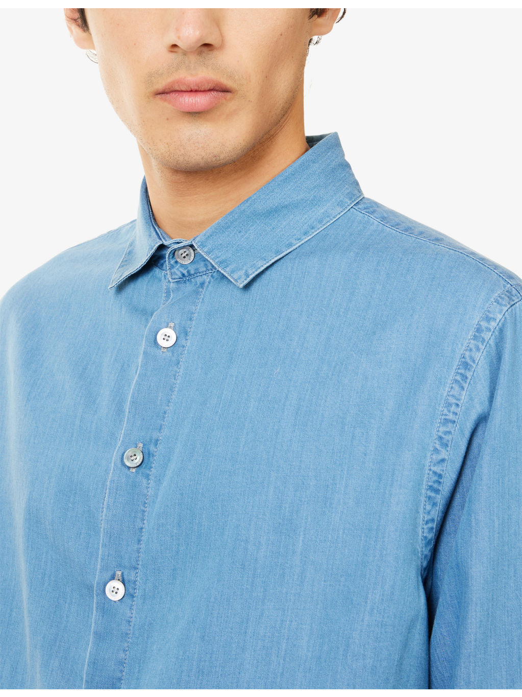 Boston-Collar Regular-Fit Denim Shirt - 5