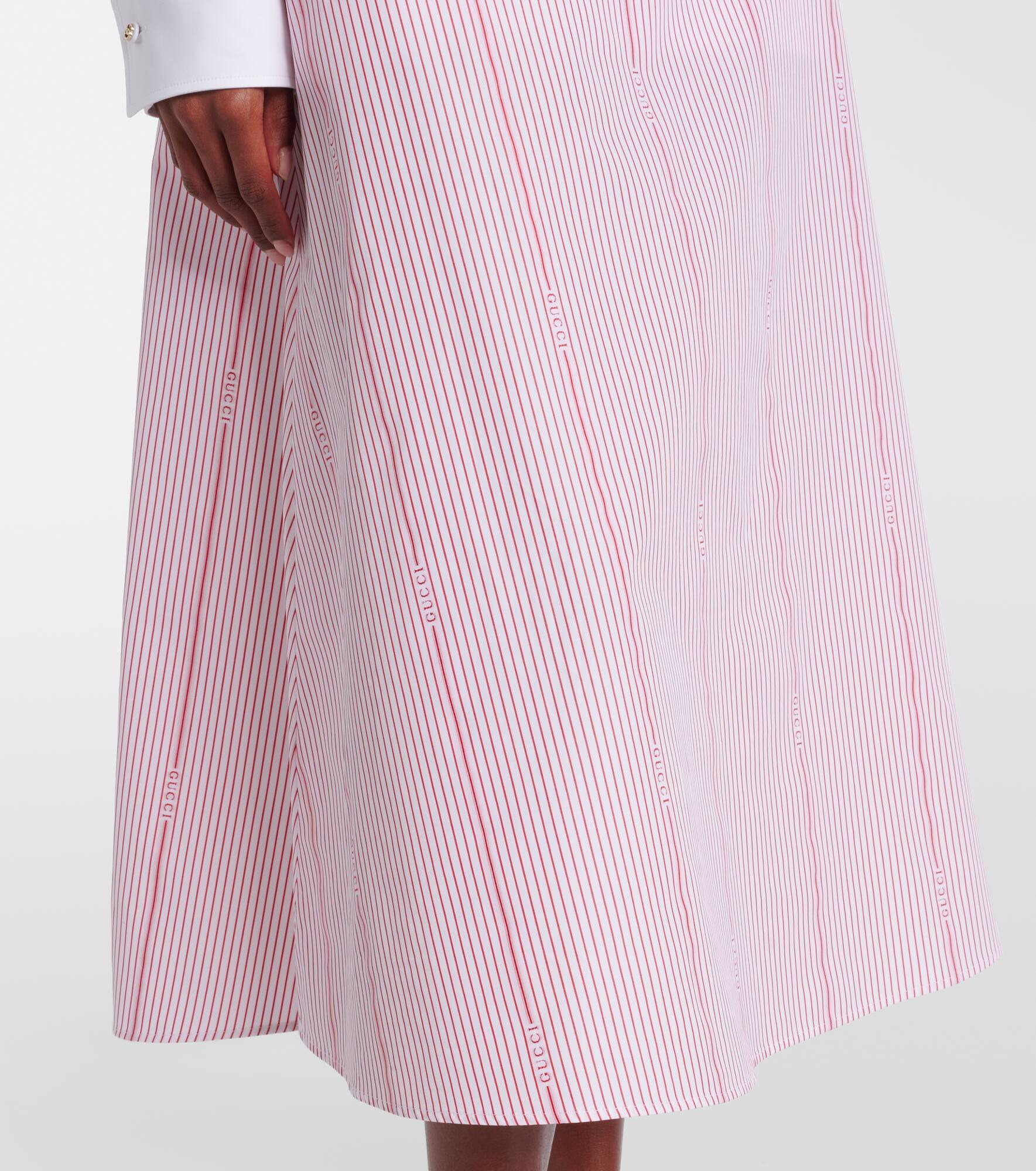Striped fil coupé cotton midi skirt - 4