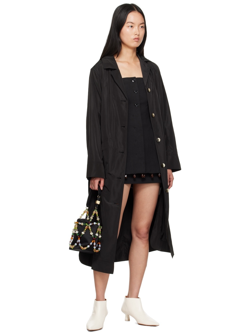 Black Beaded Miniskirt - 4