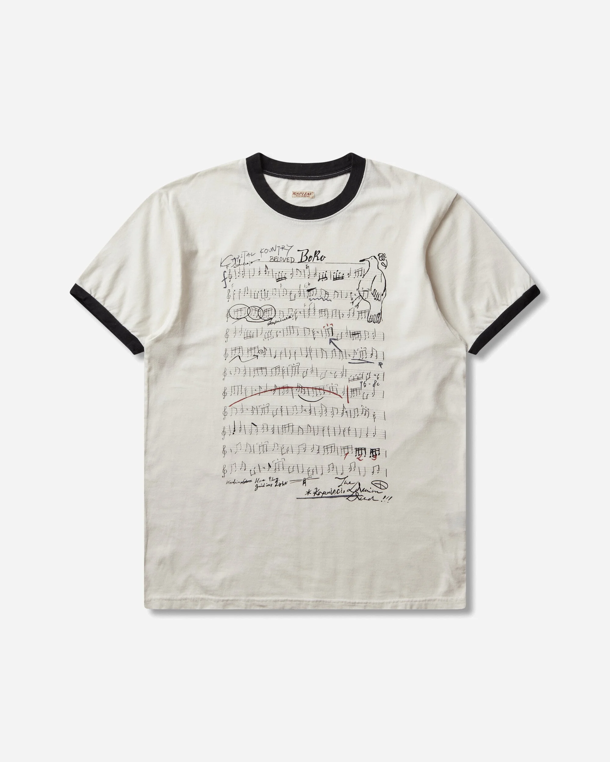 Men's 20/-Jersey Ringer T-Shirt (Boro Elegy) Ecru - 1