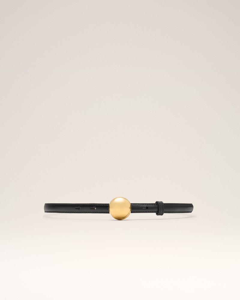 BLACK COWHIDE LEATHER THIN BELT 1