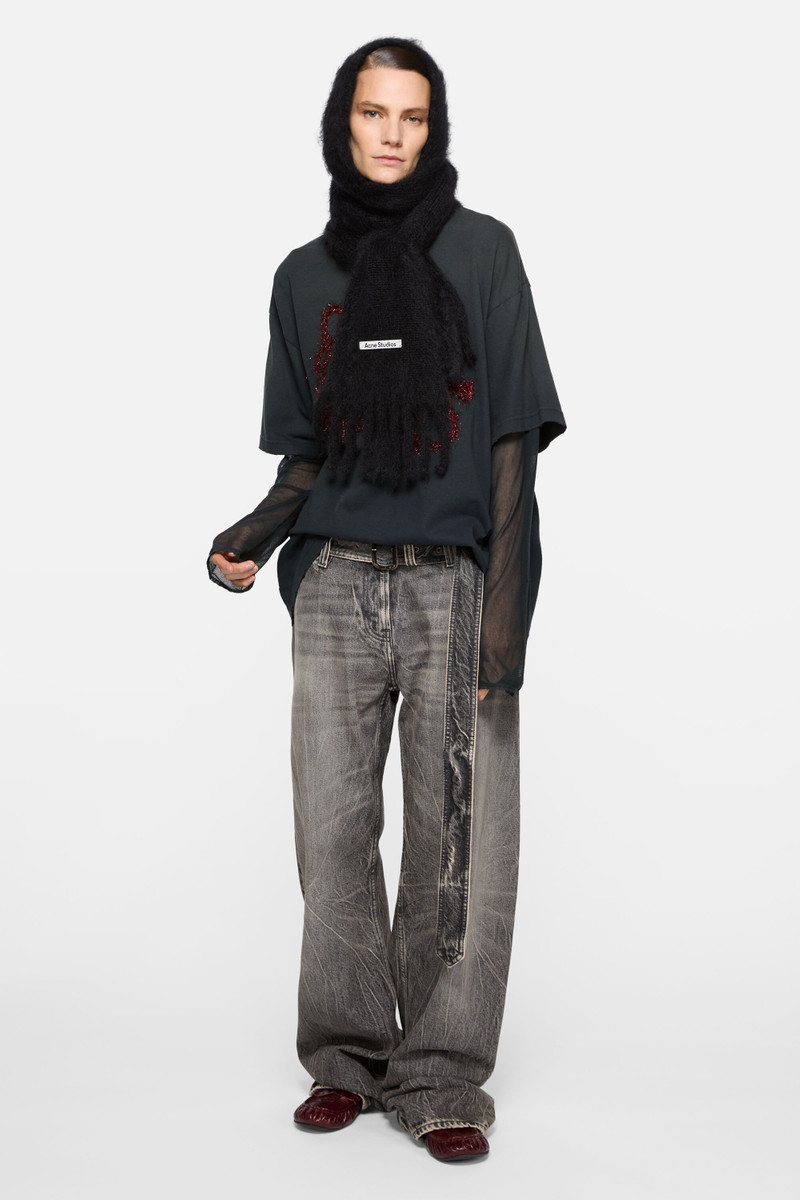 Acne Studios Mohair scarf with hood - Black outlook