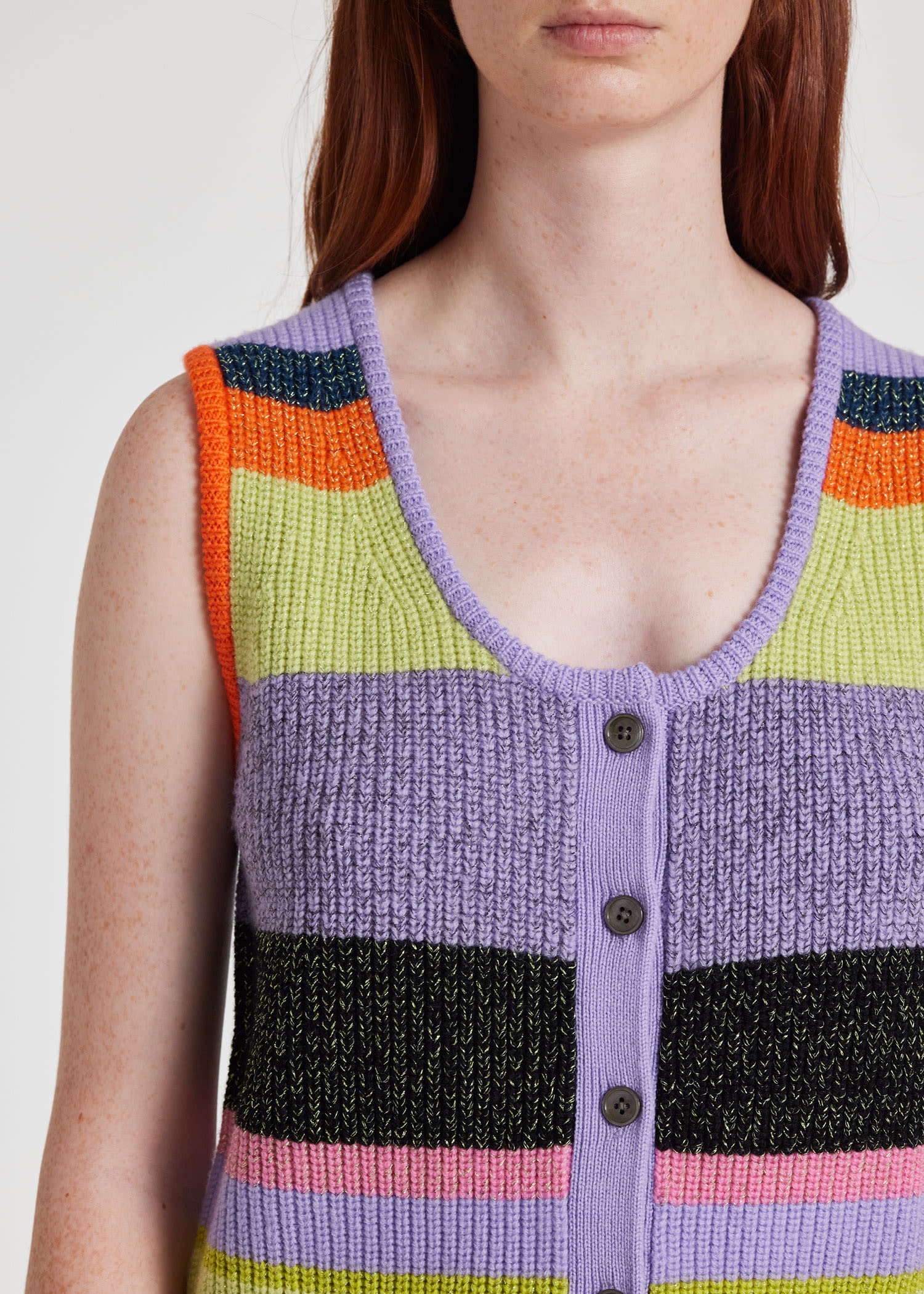 Stripe Button Down Vest - 6
