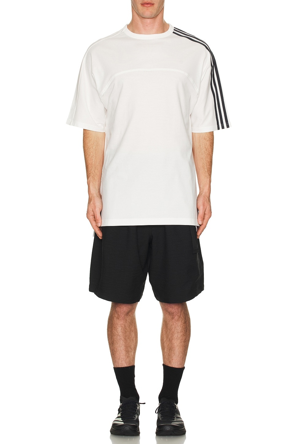 3 Stripe Tee in White - 5