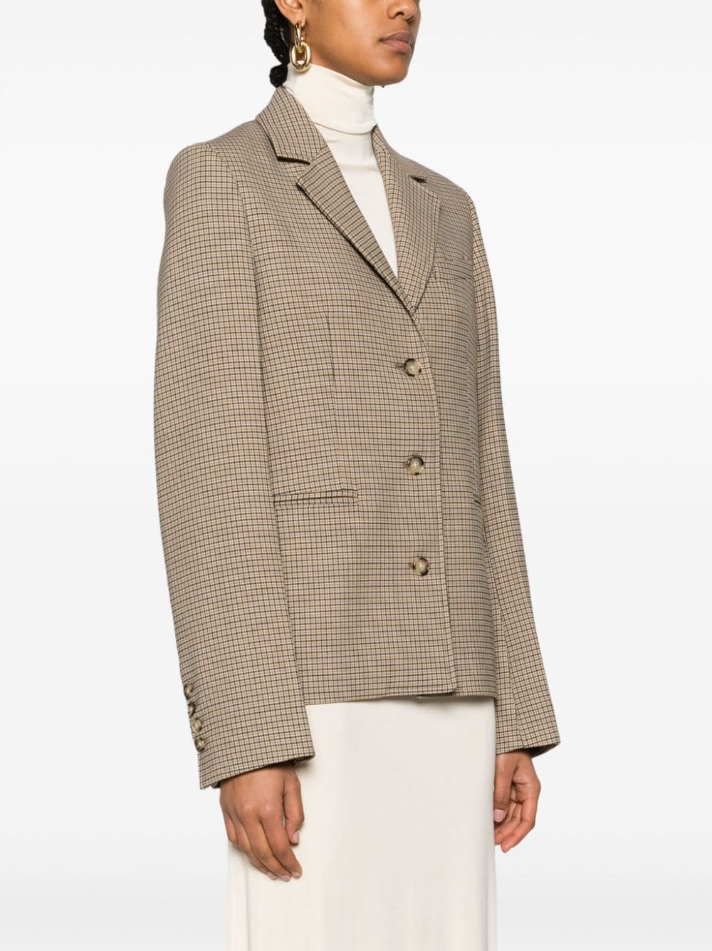 check-pattern single-breasted blazer - 3