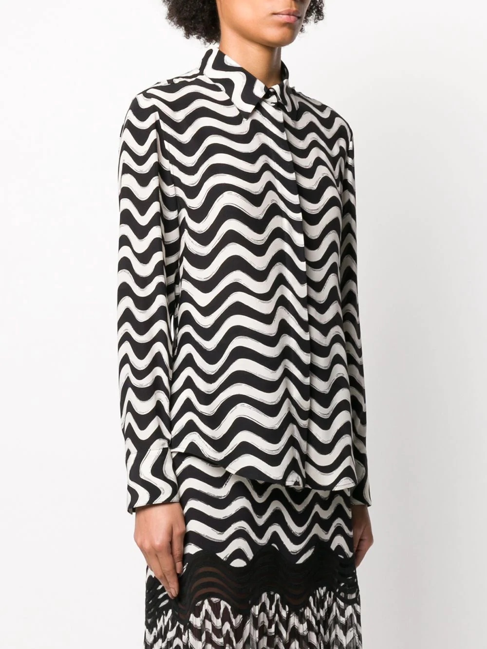 wave-print long-sleeve shirt - 3