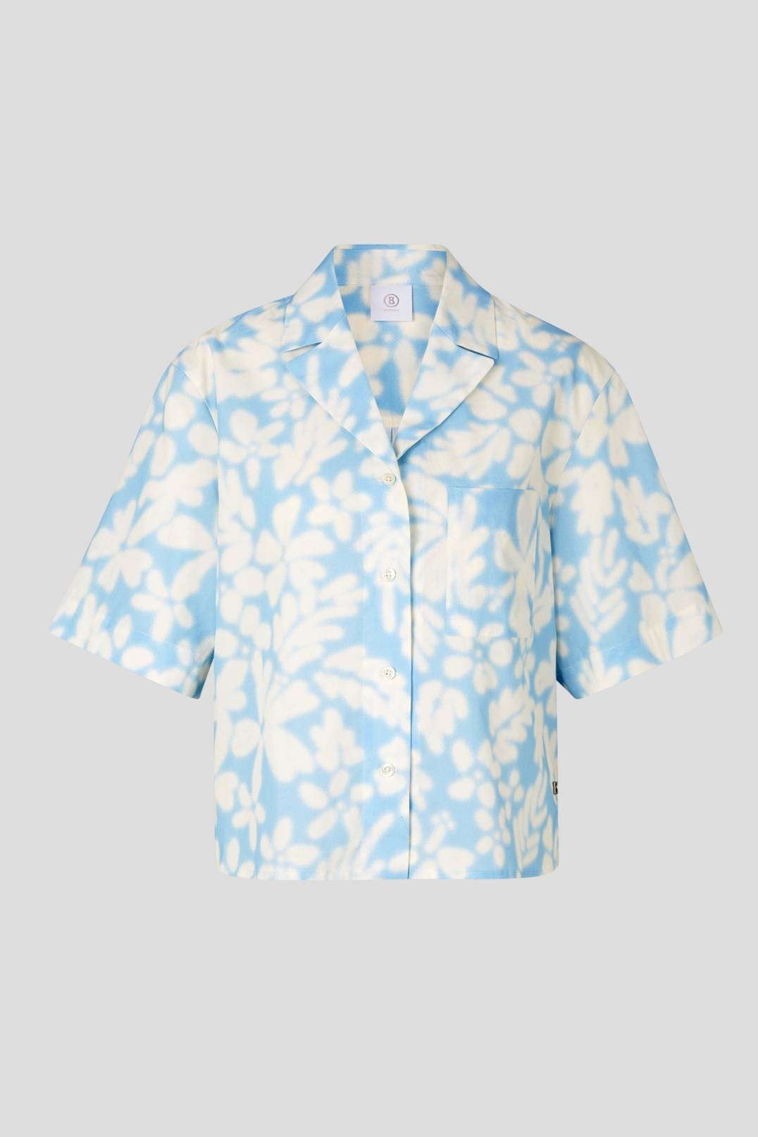 TAMEA SHORT SHIRT BLOUSE IN LIGHT BLUE/OFF-WHITE - 1