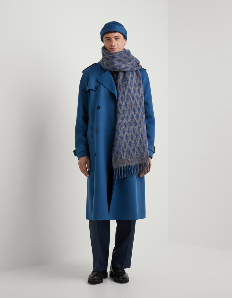 Canali PETROL BLUE SET-IN SLEEVE DOUBLE WOOL AND CASHMERE TRENCH COAT WITH BELT outlook