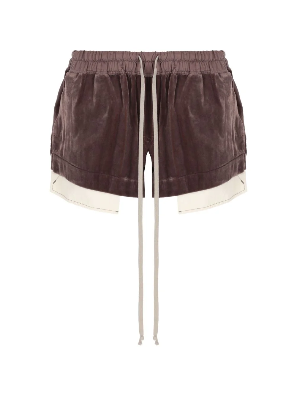 velvet-effect layered shorts - 1