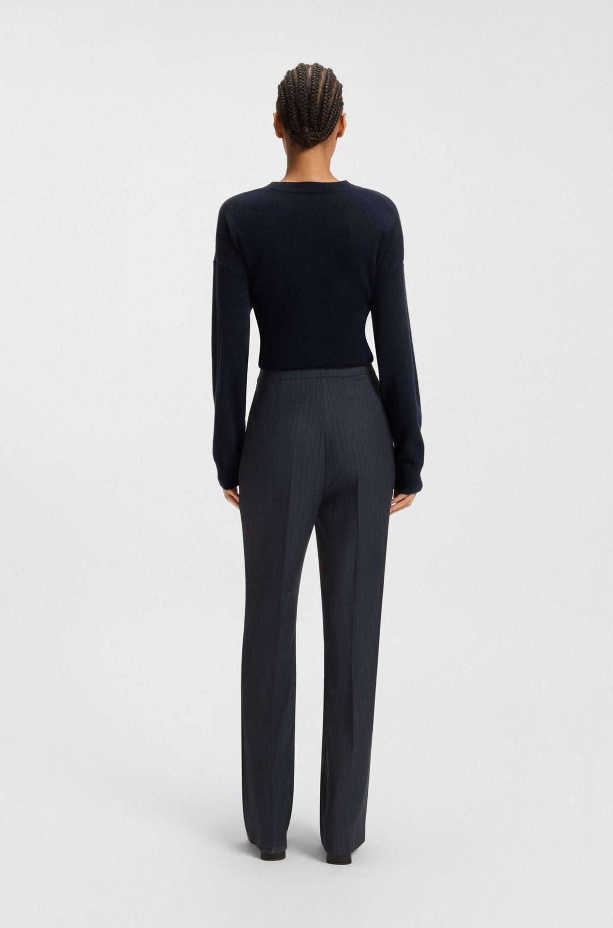 REGULAR-FIT BOOTCUT PANTS IN PATTERNED VIRGIN WOOL - 4