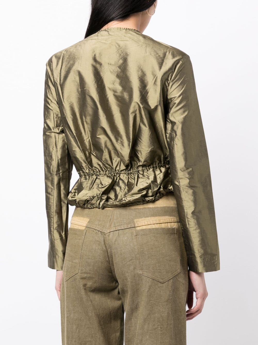 metallic-effect silk jacket - 4