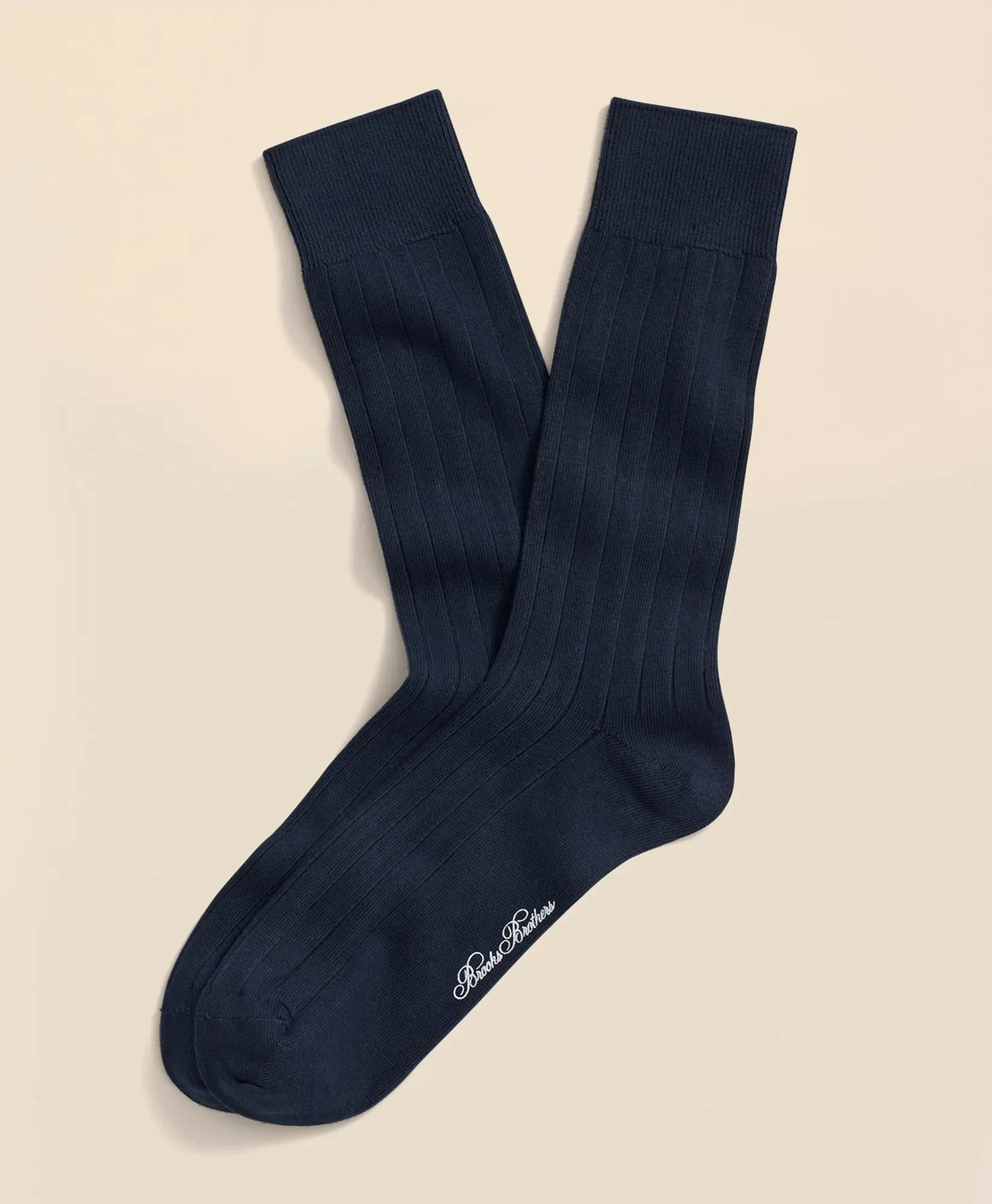 Cotton Blend Ribbed Crew Socks - 1
