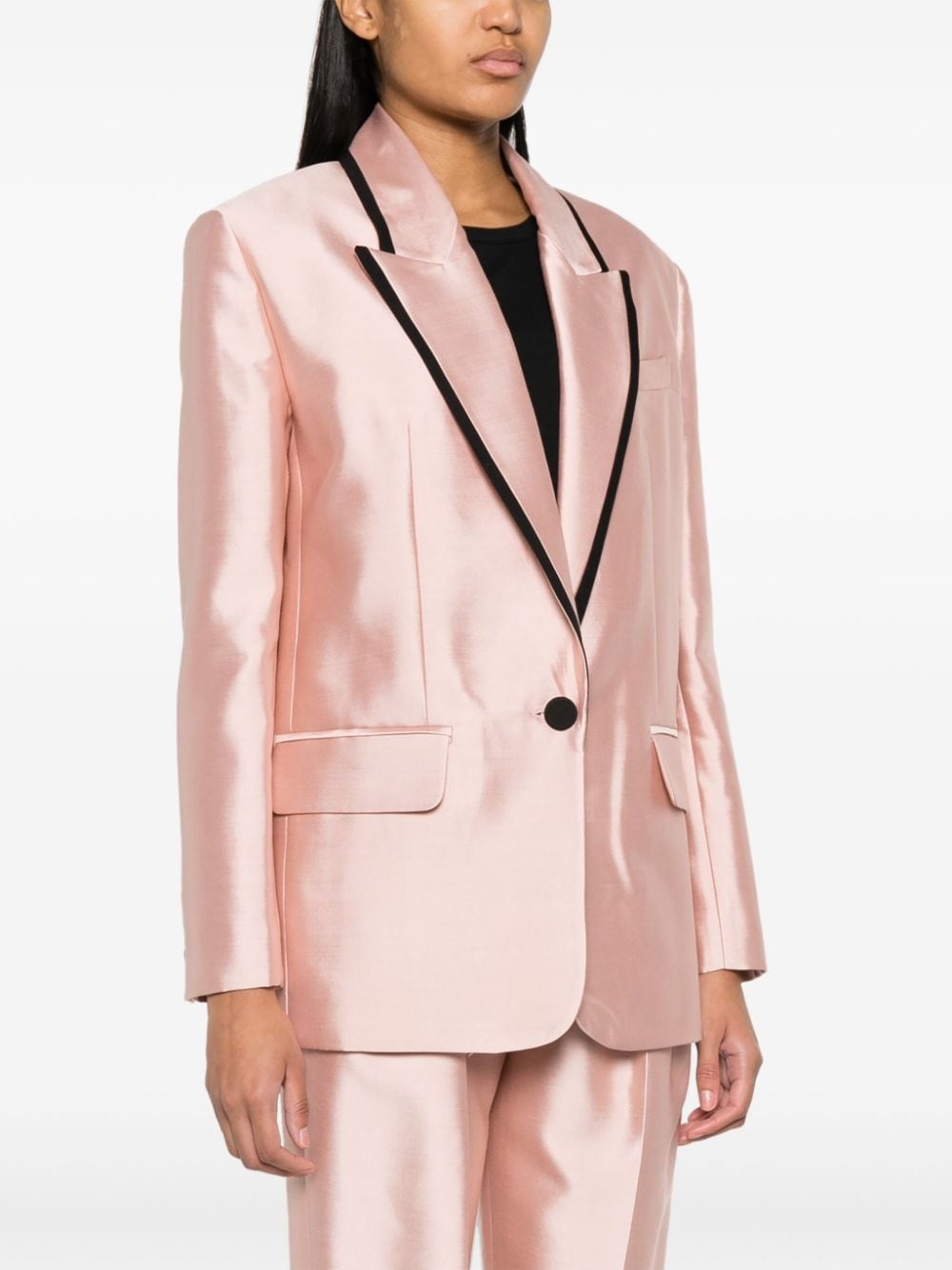 contrasting-trim single-breasted blazer - 3