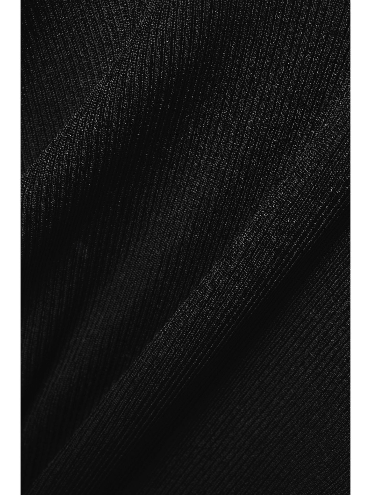 Ribbed silk turtleneck top Black - 5
