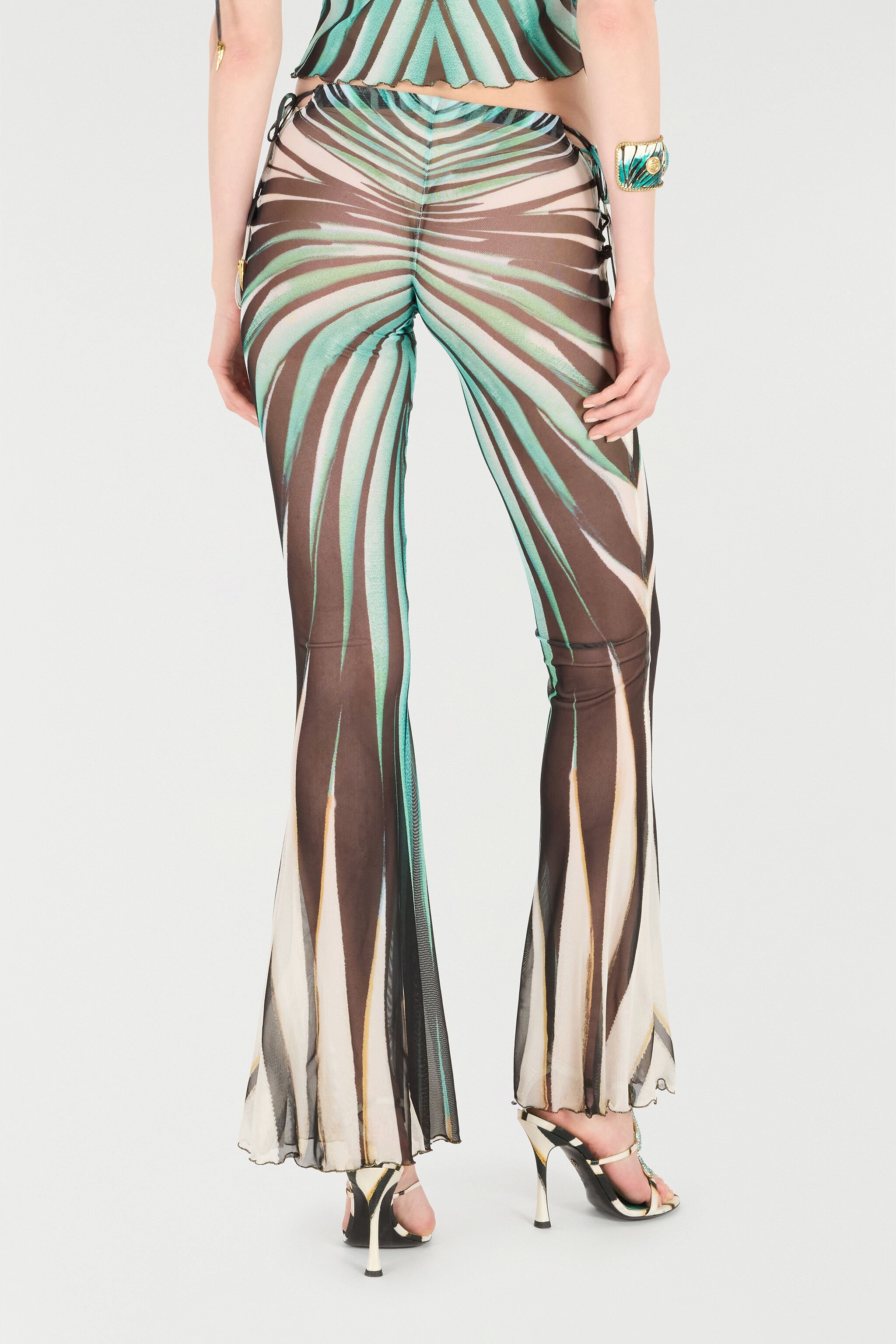 Ray Of Sea Print Flared Trousers - 4