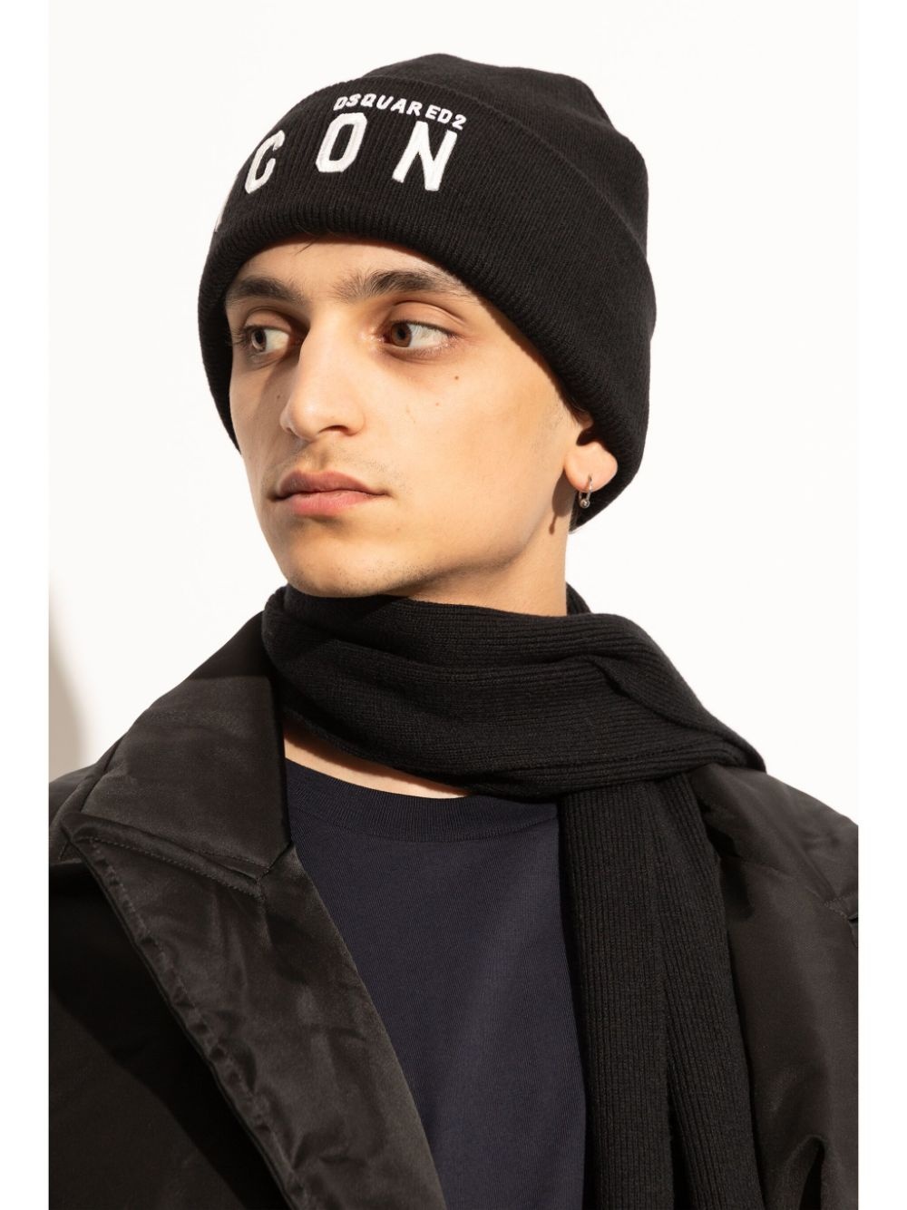 intarsia-knit logo beanie - 2