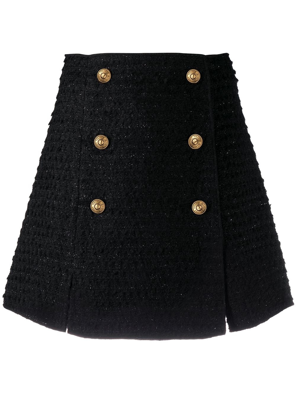 decorative buttoned tweed skirt - 1