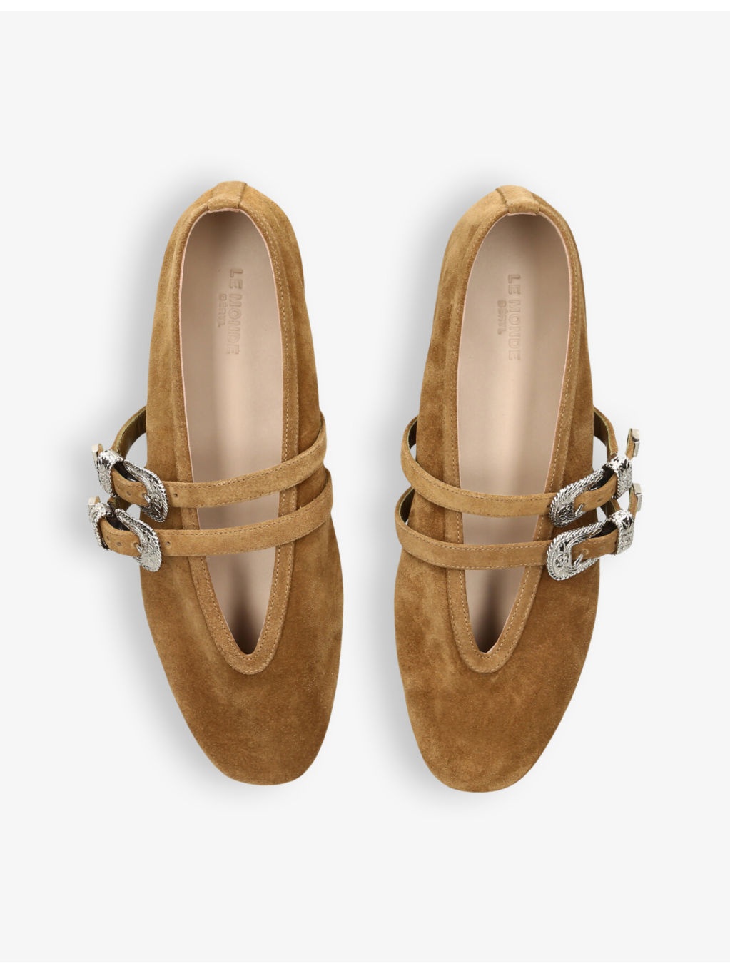 Claudia double-strap suede flats - 2