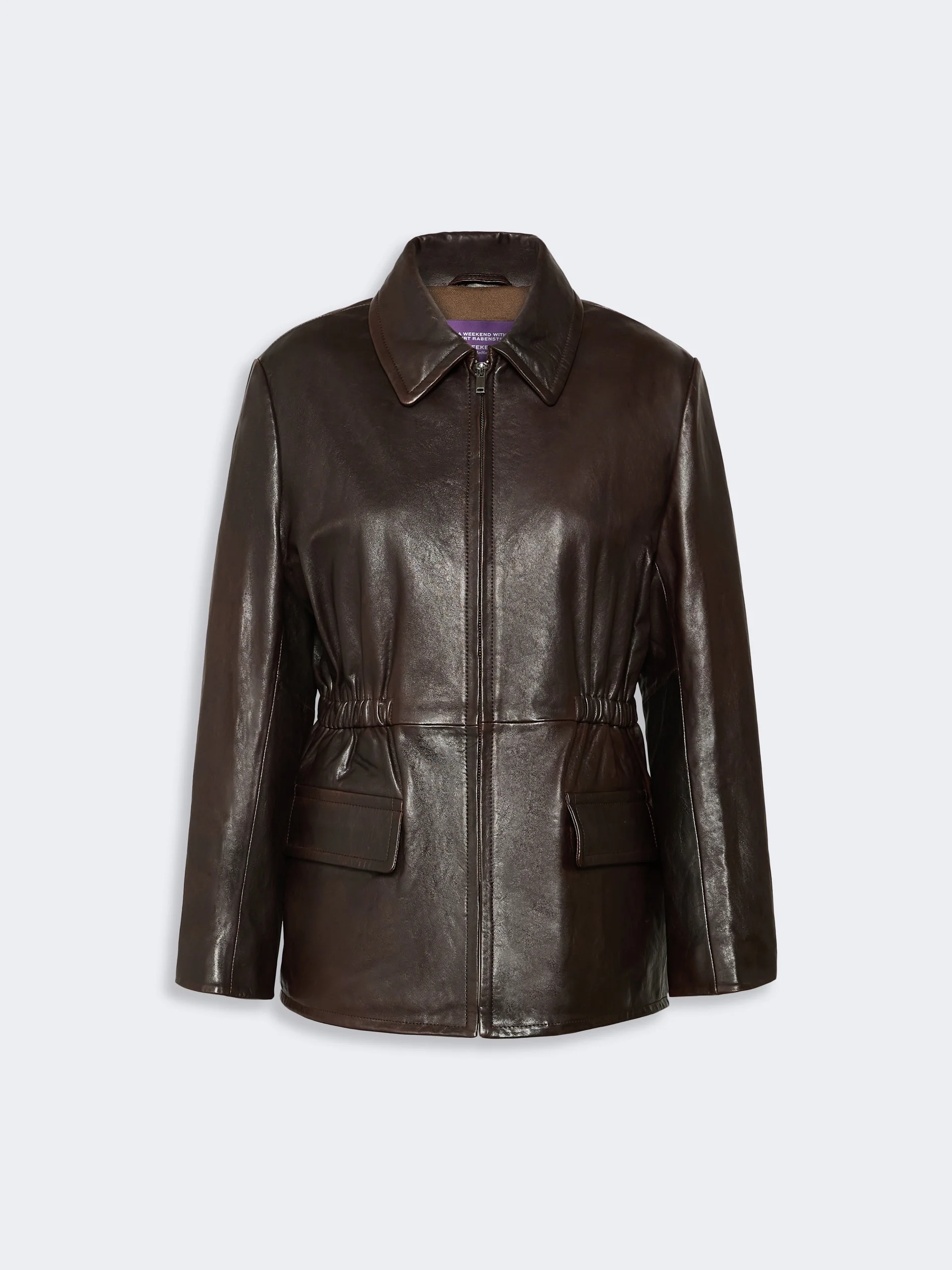WKSCOMO Leather biker jacket - DARK BROWN - 1