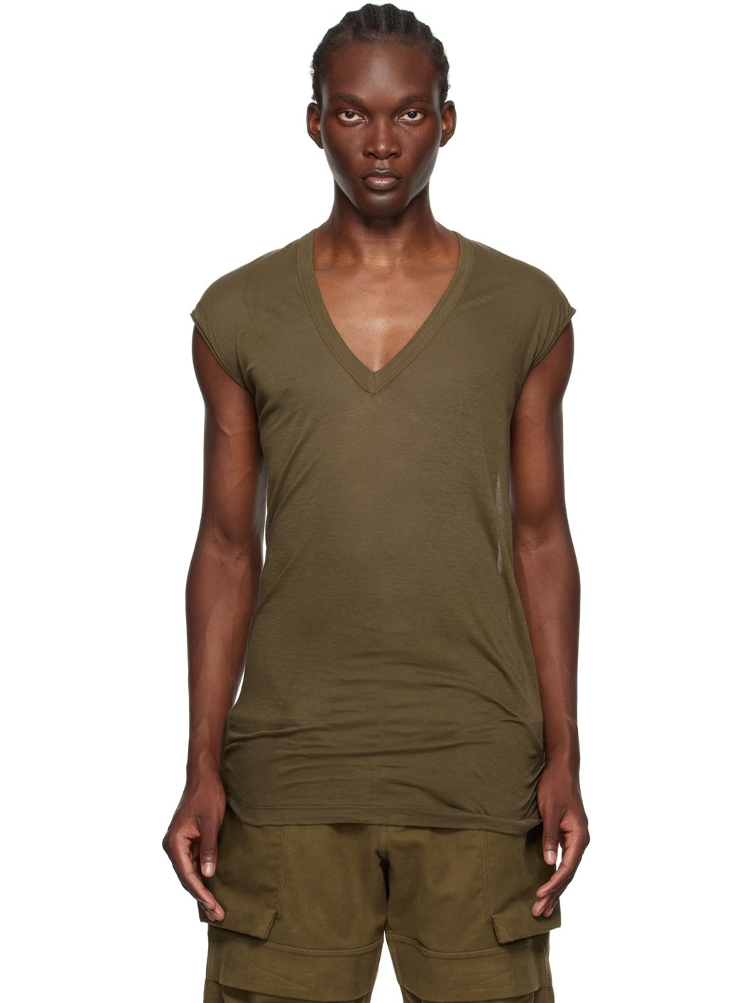 Khaki Porterville Deep V T-Shirt - 1