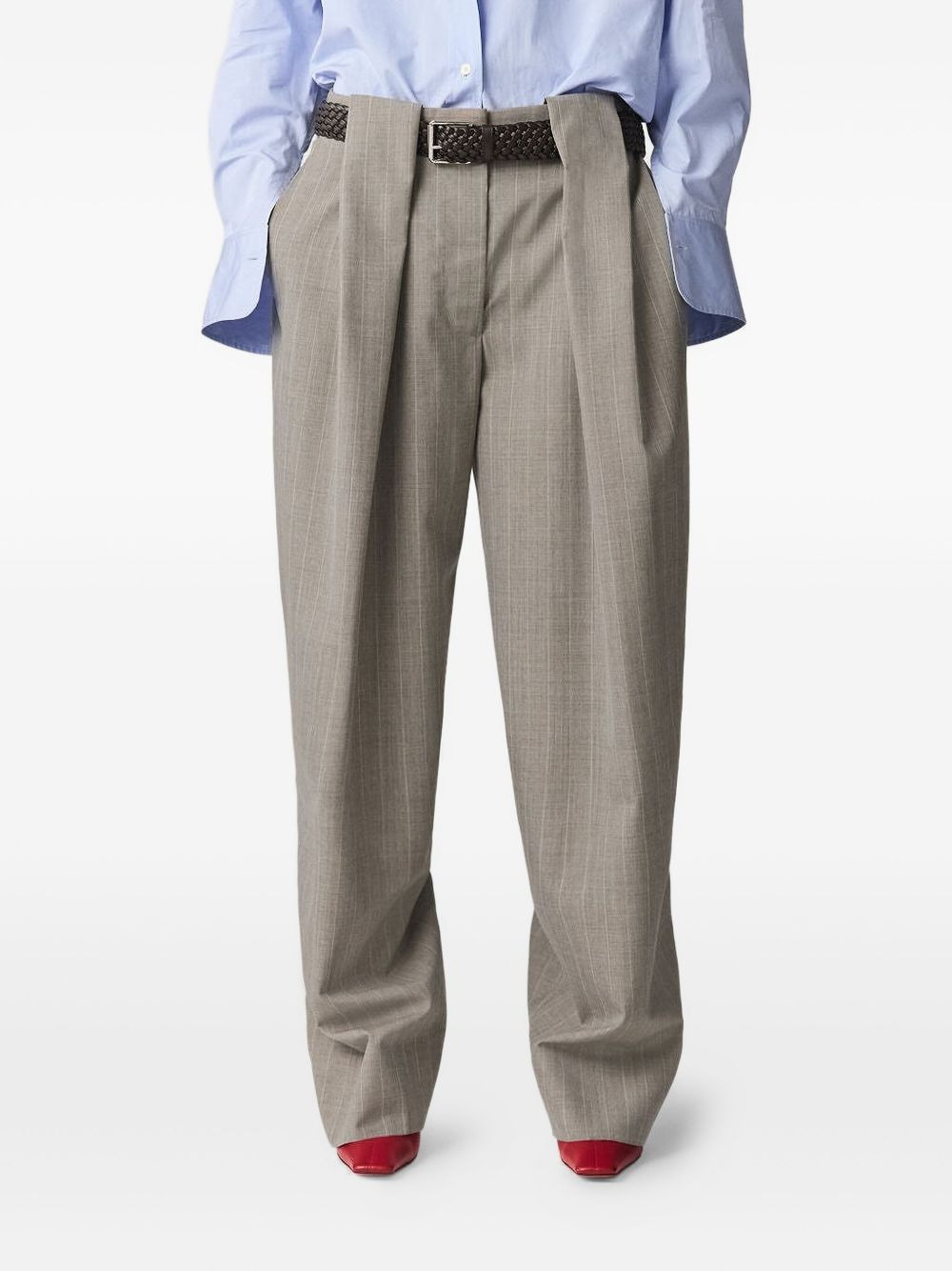 pinstripe pleated trousers - 2