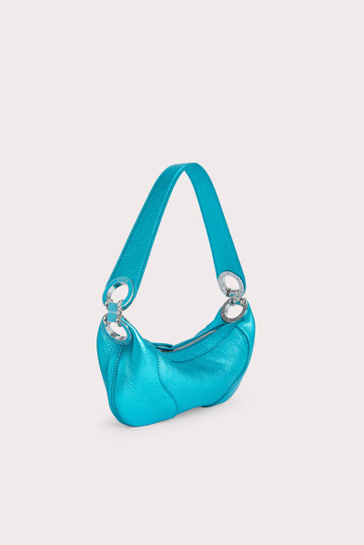 BY FAR Mini Amira Aqua Metallic Grain Leather outlook