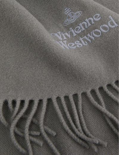 Vivienne Westwood Orb and logo-embroidered wool scarf outlook