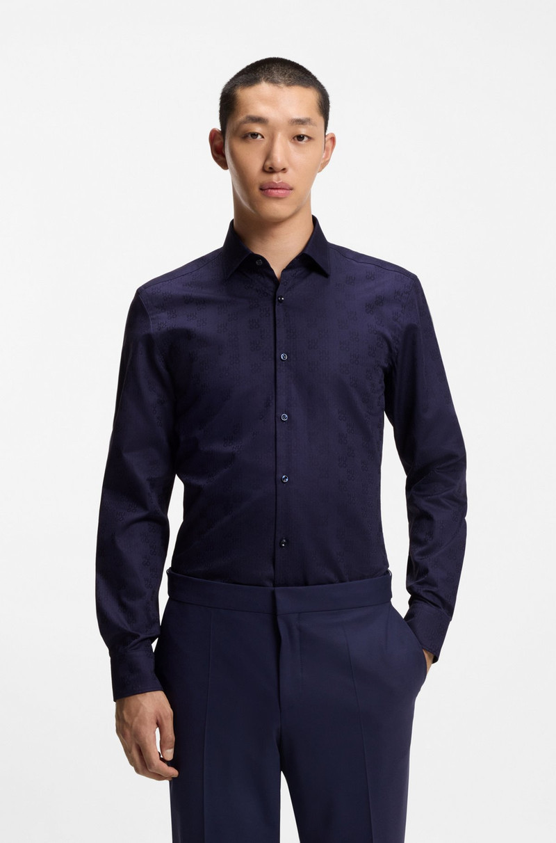 SLIM-FIT SHIRT IN COTTON WITH A STACKED-LOGO JACQUARD 2