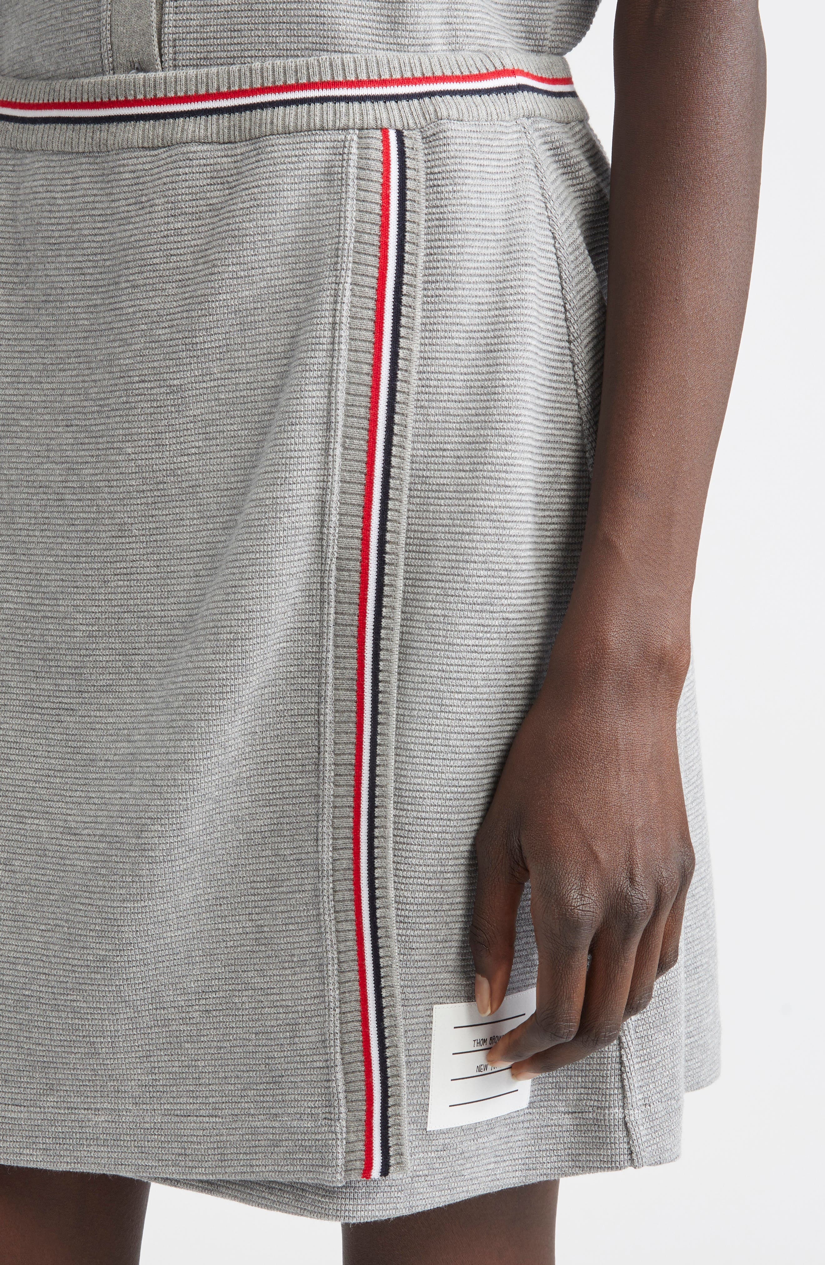 Thom Browne Waffle Knit Cotton Miniskirt in Light Grey at Nordstrom - 5