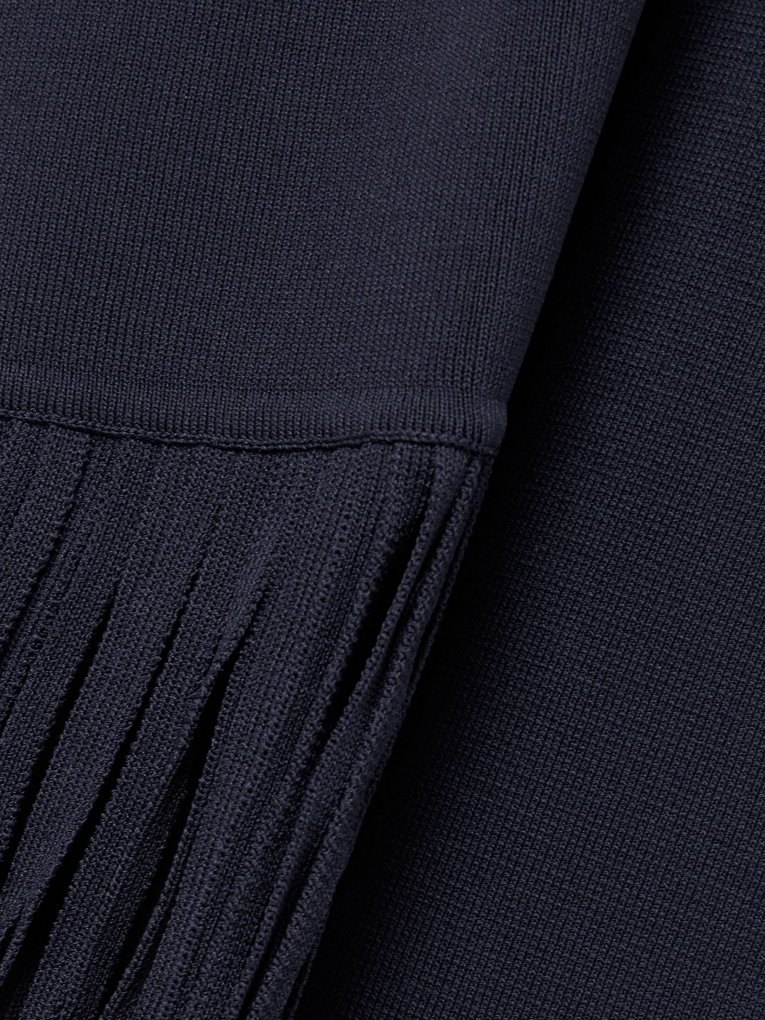 Caia draped fringed stretch-knit midi dress Navy - 4