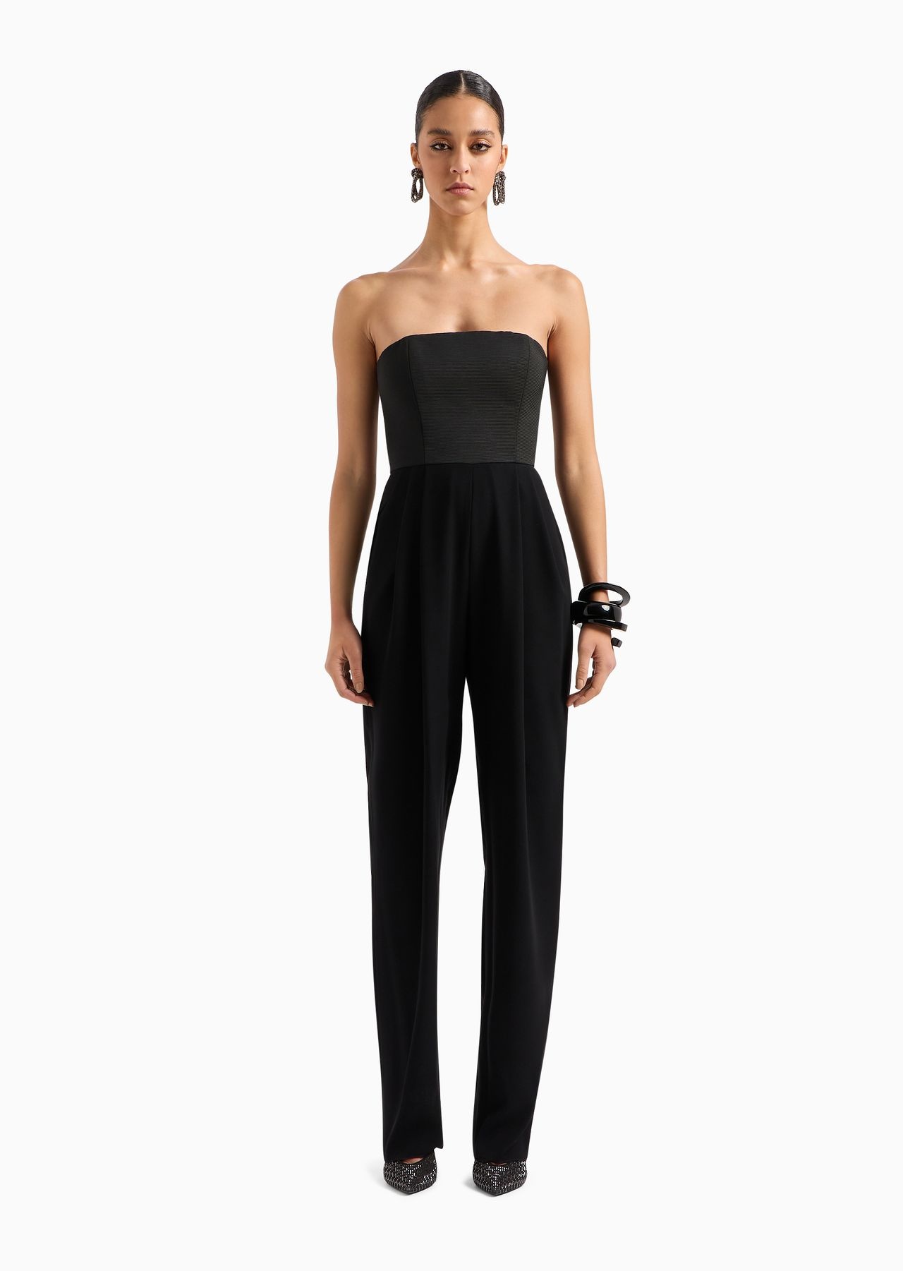 Techno cady jumpsuit with strapless bodice in ottoman fabric - 2