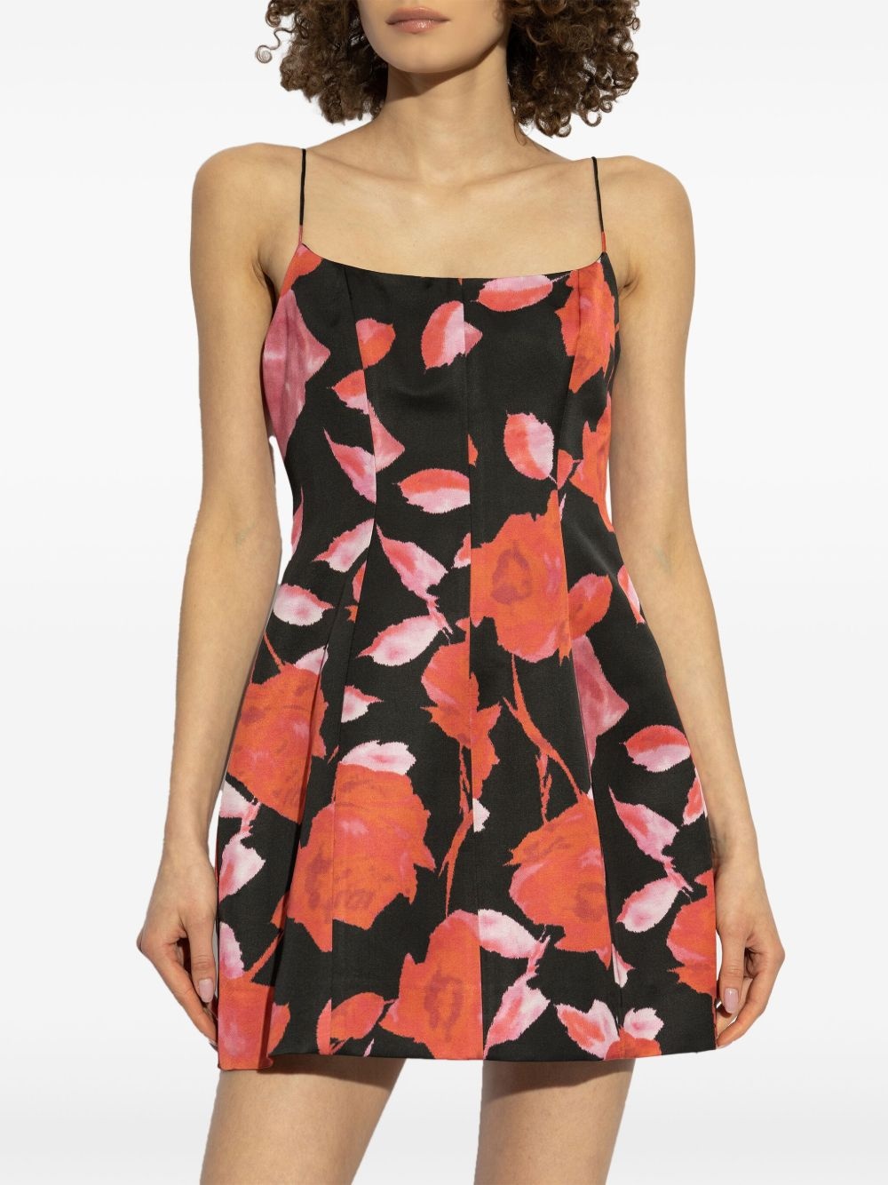 printed satin mini dress - 3