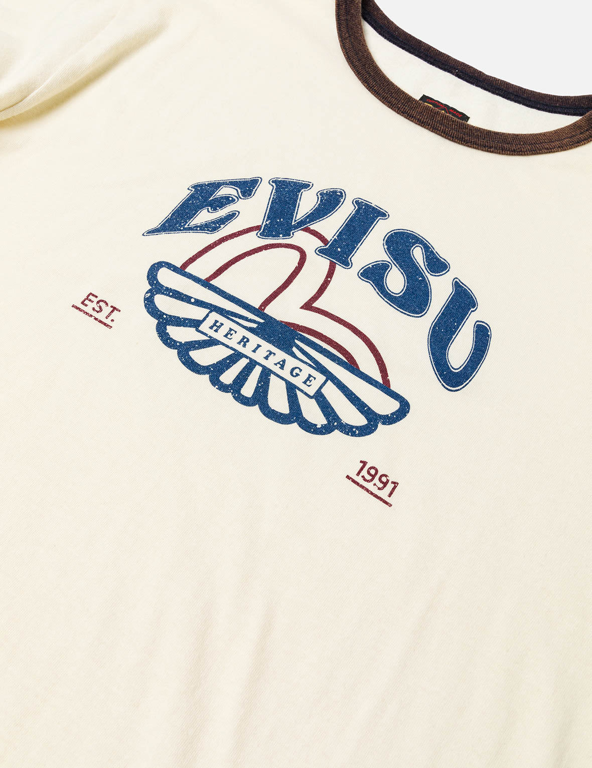 Washed Seagull and Logo Print Regular Fit Ringer T-shirt - 4