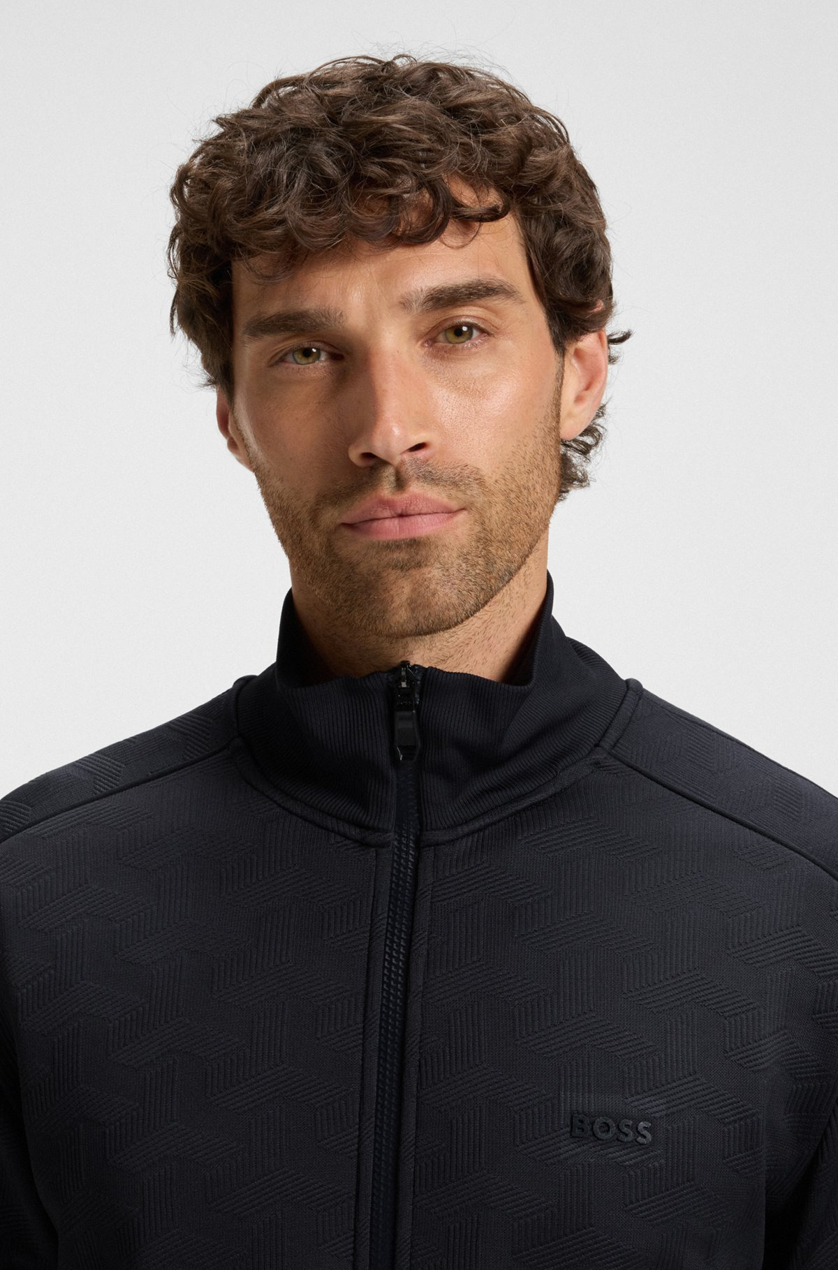 REGULAR-FIT ZIP-UP SWEATSHIRT WITH QUILTED JACQUARD - 3